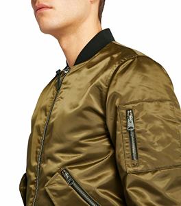 แจ็คเก็ตบอมเบอร์ผู้ชายแบบซิป ผ้าซาติน สไตล์ลำลอง สำหรับฤดูใบไม้ร่วงและฤดูหนาว แจ็คเก็ตนักบินและเสื้อโค้ทสำหรับผู้ชาย - Product Image 5