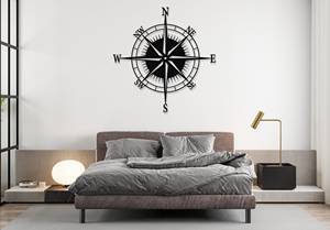Grande boussole en métal décoration murale Design unique parfait pour la chambre ou n'importe quelle pièce Art mural moderne pièce d'accent couleur noire enduite - Product Image 3