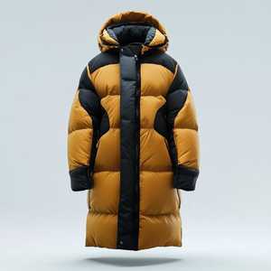 Chaqueta Larga Acolchada de Invierno, Estilo Urbano, Cortavientos, Aislante, con Cuello Alto y Logotipo Frontal - Product Image 4