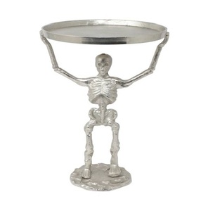 Antique Silver Metal <b>Skull</b> <b>Candle</b> Holder Stand Eco-Friendly Gothic Pedestal with Tiered Horror Centerpiece for Table Altar Decor - Product Image 6