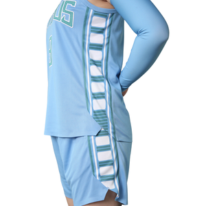 Uniforme de basket-ball pour fille imprimé par sublimation de conception personnalisée OEM avec nom et numéro en sergé fabriqué avec du tissu 100% polyester - Product Image 3