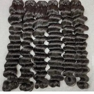 Venta al por mayor de extensiones de cabello suelto de onda profunda de doble estirado 100% extensiones de cabello humano virgen de Vietnam con cutículas alineadas
