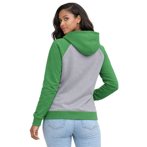 Steel Grey 08 Soror Raglan Sleeve Hoodie Greek Sorority <b>Womens</b> Pink & Green College Sisterhood Stylish Casual Hoodie Apparel - Product Image 2