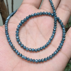 Cuenta redonda facetada de Diamante Azul, Rondelle elegante para uso de joyería, Material de piedra, artesanía Diy, cuentas de diamantes, hermosa fabricación de collares - Product Image 1