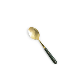 Juego de cubiertos de latón con mango negro, cuchillo, tenedor, cuchara, espejo de acero con espejo, pulido, estilo nórdico, juego de cubiertos, restaurante, superventas - Product Image 1
