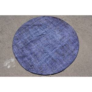 Tapis turc vintage en laine bleue de 4,4 pieds x 4,4 pieds, motif patchwork fait à la main pour salon chambre à coucher, latex Tabriz classique pour adolescents - Product Image 3