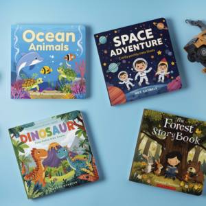 Libro de tablero educativo personalizado a todo color al por mayor Dinosaur Park Story para niños cubierta de papel resistente - Product Image 1