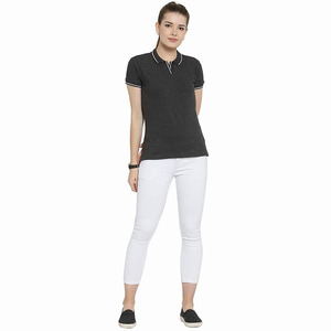 Best Quality Women's Polo Shirt Black Color <b>Slim</b> Fit Turn Down Collar Pullover Plus Size Polo Shirt For Ladies - Product Image 1