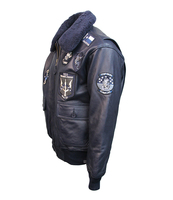 2025 veste d'hiver de meilleur style pour hommes Top Gun Parka avec col montant et logo avant en cuir de mouton naturel toile OEM