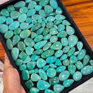 อัญมณีสีเขียวอมาโซไนต์ทรงหยดน้ำทรงรีทรงหยดน้ำตาสีเขียวธรรมชาติสำหรับทำเครื่องประดับ - Product Image 1