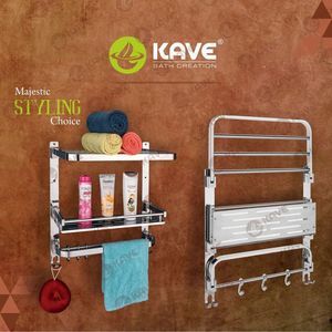 Porte-serviettes en acier inoxydable chromé mural 24 pouces porte-serviettes de salle de bain Durable antirouille moderne poli organisateur de stockage - Product Image 6