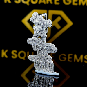 Colgante de hip hop con letra personalizada, nombre personalizado, colgante de número de hip hop para hombre, colgante de moissanita, joyería de hip hop Ice Out, plata 925 - Product Image 2