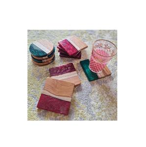 Posavasos de piedra de madera y resina, posavasos de forma cuadrada, posavasos de resina de madera para uso en restaurantes, gran oferta - Product Image 4