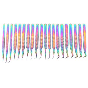 Pince à épiler d'extension de cils japonaise en acier inoxydable couleur arc-en-ciel avec poignée en diamant, pointe pointue isolant les cils naturels, logo personnalisé - Product Image 5