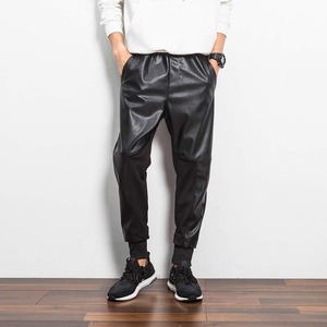 Nouveau automne hiver porter en gros mode homme pantalon en cuir en cuir véritable hommes pantalon peau de mouton pantalon en cuir noir - Product Image 1