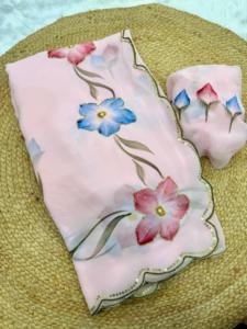 เสื้อลำลองผ้าจอร์เจียสำหรับใส่ในชีวิตประจำวันผ้าส่าหรีมีดีดีไซน์ล่าสุดสำหรับงานปาร์ตี้คลาสสิกขายดีที่สุดผู้หญิงส่าหรี - Product Image 3