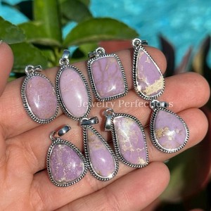 Collier pendentif bohème tendance avec cristal de phosphosiderite naturel, plaqué argent, en laiton, pendentifs de mode pour enfants, breloques - Product Image 4