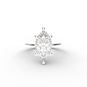 IGI Certified Marquise Cut Lab Grown Diamond Solitaire Engagement <b>Ring</b> in Solid 925 Sterling Silver - Product Image 1