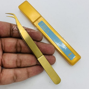 Gancho y Estilo Universal Pinzas de pestañas de acero inoxidable sostenibles y fuertes Oro para pinzas de extensión de pestañas de agarre de fibra - Product Image 4