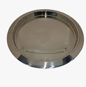 Placa inferior de diseño hecho a mano no rústico de acero inoxidable de metal puro de una sola pieza con forma redonda de gran tamaño a precios muy buenos - Product Image 1