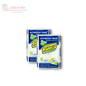 PONTO Premium 3-PLY Pulpa de madera virgen Papel de baño Diseño de puntos en relieve Paquete de 6 rollos Papel higiénico de bambú 2 capas - Product Image 2