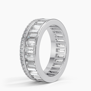 Anillo de eternidad de moissanita con corte Baguette para mujer, Ajuste de canal de plata 925, banda de boda clásica para mujer, aniversario de compromiso - Product Image 2