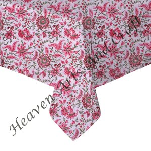 Beau bloc de main floral imprimé carré couverture de table en coton technique tissée pour la maison et les fêtes tissu en pur coton - Product Image 5