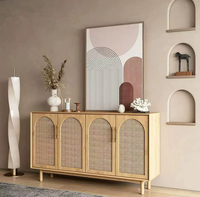 Armoire de rangement en rotin en bois massif moderne et simple pour salle à manger