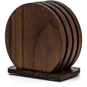 Durable handcrafted wooden coaster set featuring refined wood grain texture for daily <b>practical</b> use - Product Image 5
