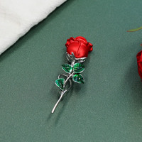 brooch bunga mawar 3d enamel logam perhiasan wanita