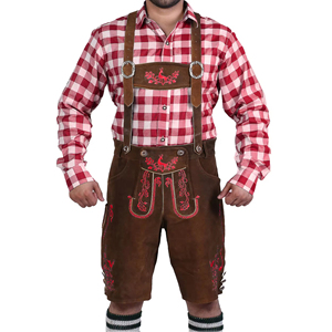 Shorts Lederhosen bavarois pour hommes bretelles réglables brodées en faux daim pour les célébrations de l'Oktoberfest et les fêtes à thème - Product Image 1