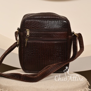 Sac de messager en cuir véritable motif alligator marron pour hommes rétro homme sac à main bandoulière cartable sacs à bandoulière pour le travail - Product Image 1