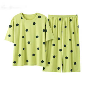 100% Cotton Corduroy Breathable Pajamas Set Short-sleeved <b>Trousers</b> 2 Pcs Simple Casual Home Wear Suits Sleepwear Nightwear - Product Image 1