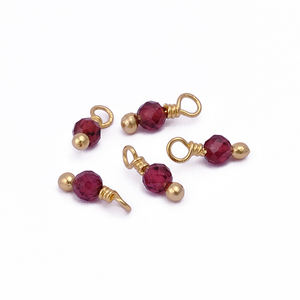 Mini collar de cuentas individuales chapado en oro, colgante de granate, abalorios de piedras preciosas pequeñas para joyería, colgantes de moda, abalorios - Product Image 2