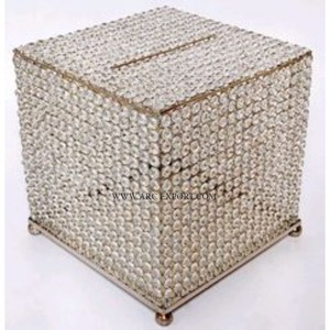 Tapa chapada en cobre de diseño estándar con caja de almacenamiento de tarjetas de forma cuadrada de Color blanco Caja de metal de gran tamaño de la más alta calidad - Product Image 6