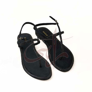 Sandales pour femmes élégantes et fantaisistes, avec des cordons scintillants, légères, confortables, amortissantes, semelle en cuir véritable - Product Image 1