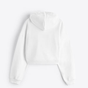 Sudadera con capucha recortada para hombre 100% algodón oversize drop shoulder streetwear peso pesado logotipo personalizado pullover crop top sudaderas con capucha en blanco - Product Image 6
