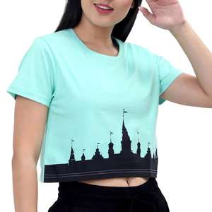 Top Corto Personalizable 100% Algodón para Mujer, Alta Calidad, Talla Grande, Secado Rápido, Transpirable, Cuello Redondo, Casual, con Cintura Natural - Product Image 3