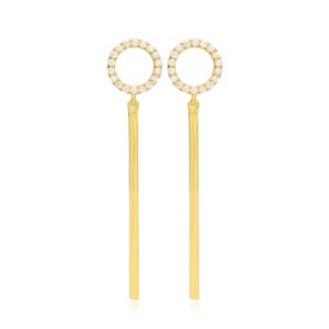 Pendientes Largos Redondos con Diseño de Barra Lisa, Joyería Turca Hecha a Mano al por Mayor en Plata de Ley 925 - Product Image 1