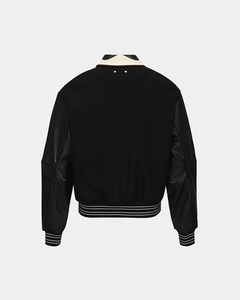 Veste de baseball de qualité supérieure Veste de moto coupe-vent patchwork élégante pour homme avec manche en cuir - Product Image 3