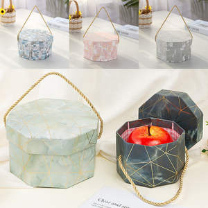 Caja de regalo Octágono floral TRIHO de papel reciclado con laminación mate y caja de grabado con tapa - Product Image 2