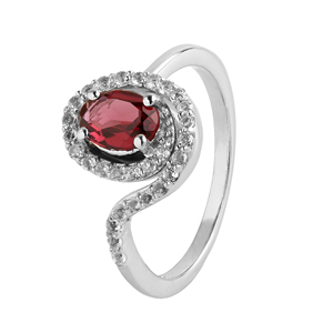 Handmade Women's Natural <b>Garnet</b> White Topaz <b>Ring</b> 925 Sterling <b>Silver</b> Platinum Oval Cut Diamond Everyday Wear Jewelry Shah Gems - Product Image 1