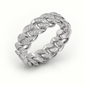 Wholesale Bling Hip Hop Jewelry 7mm Gold Plated 10kt White Gold VVS Lab Diamond Iced Out Cuban Band <b>Ring</b> for <b>Men</b> - Product Image 2
