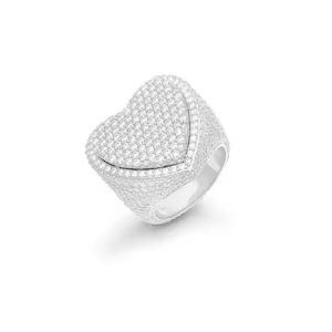 Luxury Iced Out Heart <b>Ring</b> for Women Micro Pave CZ Diamond Gold Silver <b>Statement</b> <b>Ring</b> - Product Image 3
