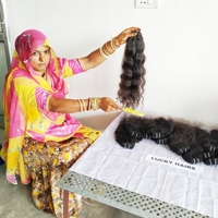 Cheveux Humains Naturels de Temple Indien Bruts de Qualité Supérieure, 100% Non Traités, en Paquets Ondulés avec Double Tissage à la Machine, Extensions Vierge pour Vendeur