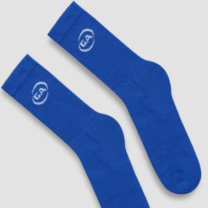 Chaussettes de sport montantes personnalisables bleues pour l'automne, brodées, respirantes et anti-transpiration - Product Image 3