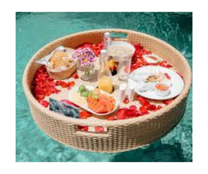 Panier de petit-déjeuner flottant de haute qualité plateau de service de piscine en rotin panier de petit-déjeuner flottant en osier Villa de villégiature en plein air - Product Image 5