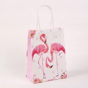 Eco-Friendly Kraft Paper Gift Bags with Pink Flamingo Print Party <b>Favor</b> Packaging for <b>Birthdays</b>, Retail and Events - (Style 03) - Product Image 4