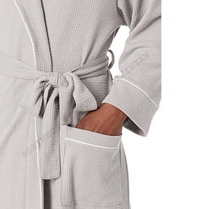High Quality Men Waffle <b>Bathrobe</b> 100% Cotton Fleece Breathable Custom Size for Sale - Product Image 3