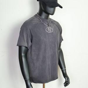 T-shirt surdimensionné personnalisé en coton épais 100% délavé au soleil, coupe épaules tombantes, style streetwear, 300 g/m², vintage, pour homme, effet délavé à l'acide - Product Image 3